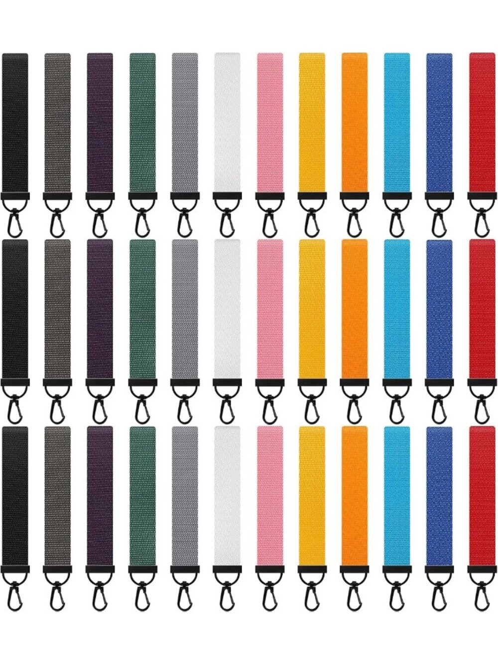 36 Pcs Wrist Lanyard Keychain Set for Keys, Bulk Wristlet with Key Rings